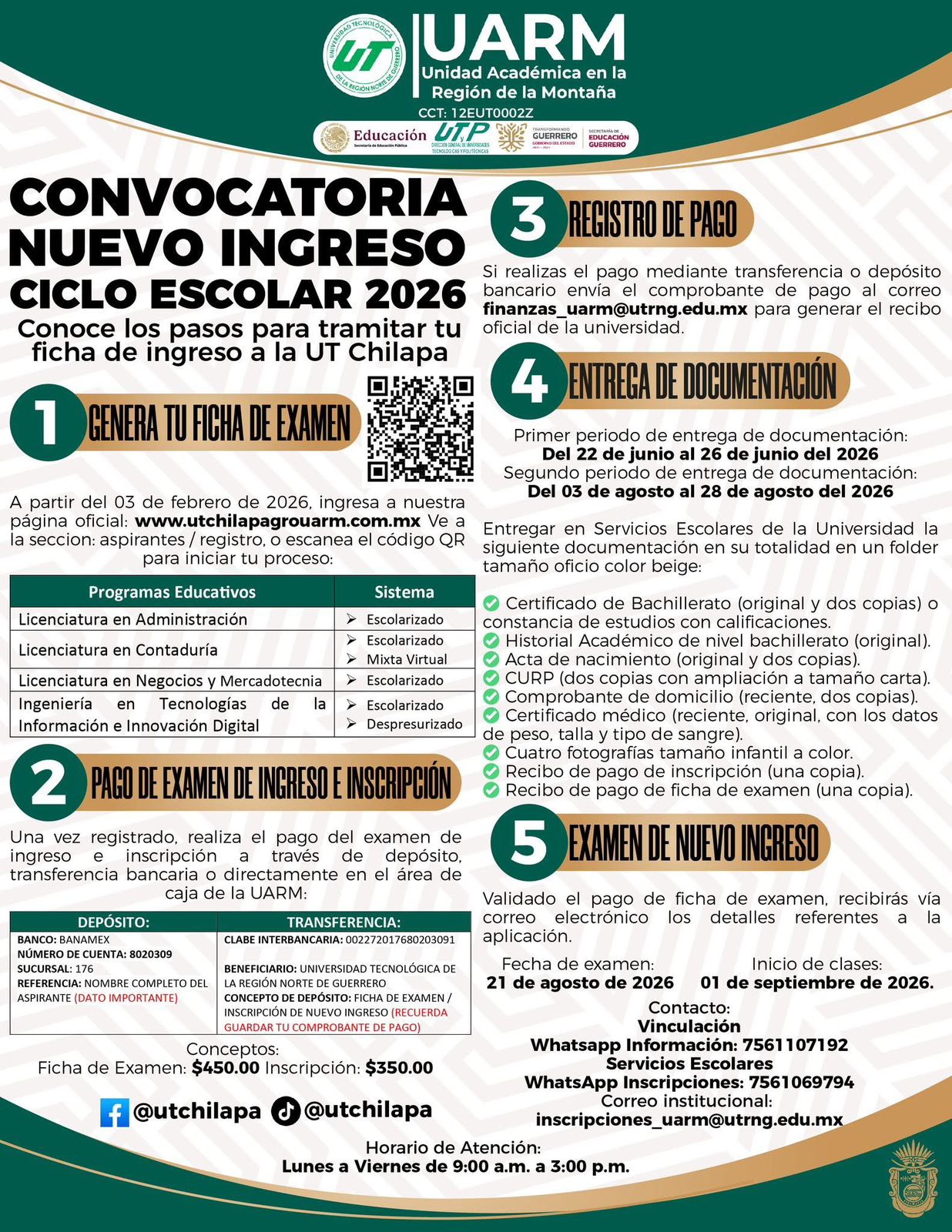 Convocatoria de Nuevo Ingreso 2026